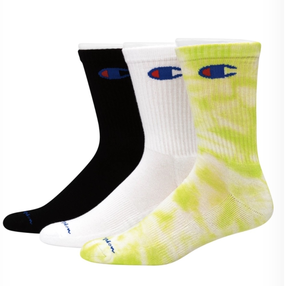 Champion Men’s Crew Socks Green Tie Dye Assorted 3-Pack
